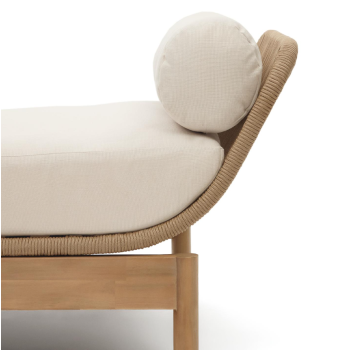 Catalina beige solstol i rep och massivt FSC-akacieträ