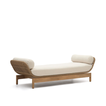 Catalina beige solstol i rep och massivt FSC-akacieträ