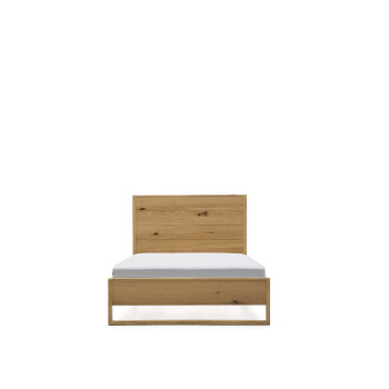 Alguema-säng med ekfaner och naturlig finish för en madrass på 90 x 190 cm