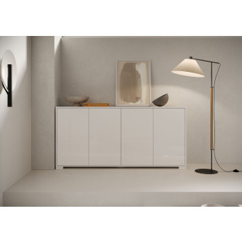 Lumina Blank Vit Skänk/TV-bänk/Hög Skänk - Skänk med 4 dörrar 172x40x83 cm Lumina Blank Vit