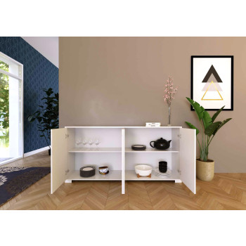 Lumina Blank Vit Skänk/TV-bänk/Hög Skänk - Skänk med 4 dörrar 172x40x83 cm Lumina Blank Vit