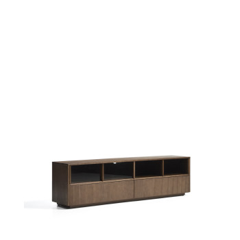 Helvine TV-skåp med 4 dörrar och 2 lådor i askfaner med valnötsfinish och härdat glas 200 x 54 cm FSC 100%