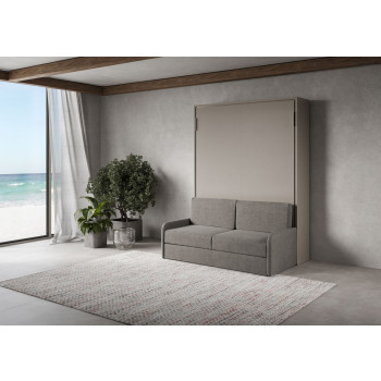 Mod. Versia Fransk 140 med soffa - Fransk hopfällbar dubbelsäng 140 Versia med lersoffa