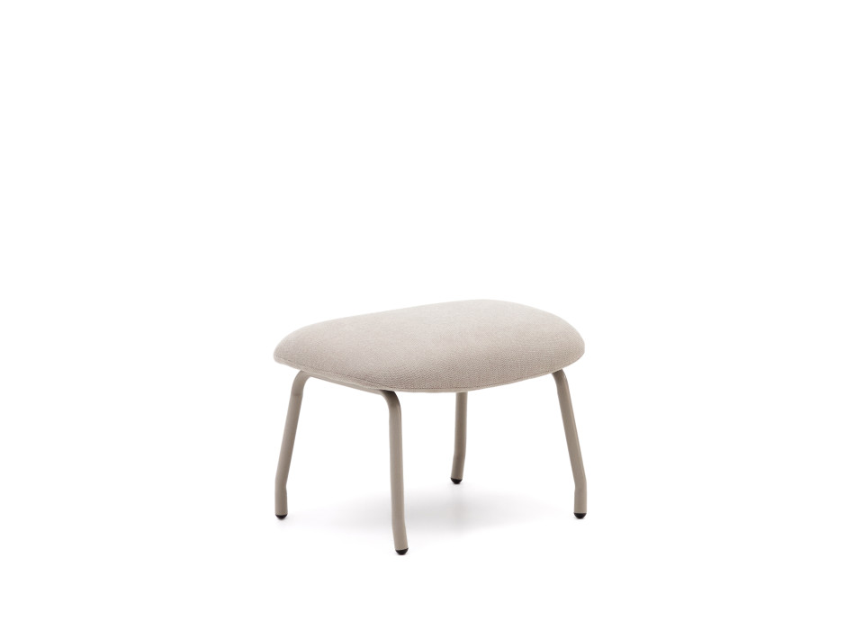 Belina fotpall i beige chenille med fotstöd och stål med beige finish FSC 100%