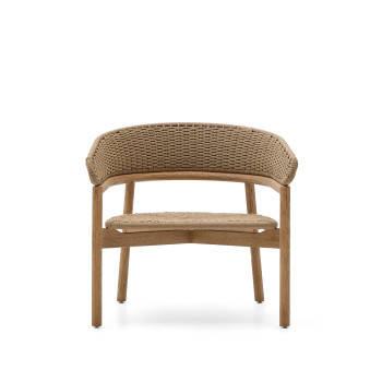 Arinella fåtölj i massivt akaciaträ, naturlig finish och 100 % FSC beige rep