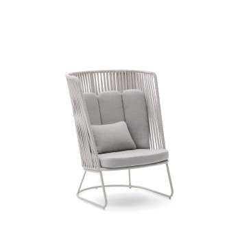 Saconca högryggad utomhusfåtölj i rep och stål