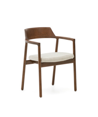 Alocs stol med avtagbart överdrag, beige chenille, massiv ek och valnötsträ, FSC Mix Credit