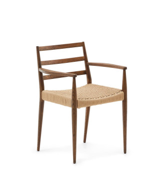 Analy-stol med armstöd i massiv ek med valnötsfinish och FSC 10-repsits