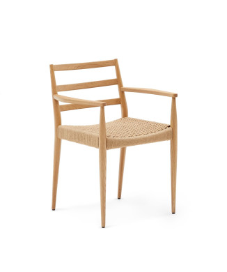 Analy-stol med armstöd i massiv ek FSC 100% med naturlig finish och sits i co