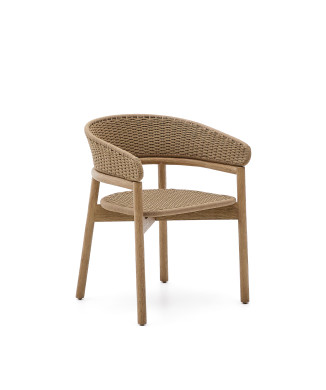 Arinella stol i massivt akaciaträ med naturlig finish och 100 % FSC beige rep