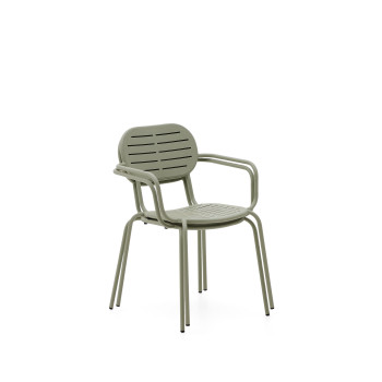 Brai stapelbar utomhusstol med armstöd i galvaniserat stål