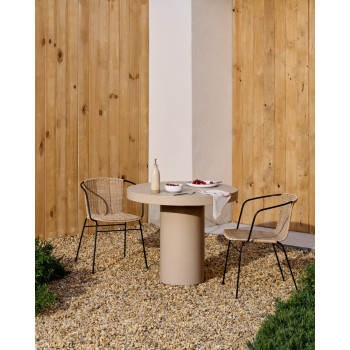 Eltiera stapelbar stol i konstrotting och svart stålram