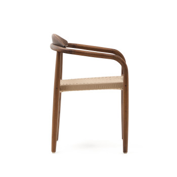 Nina stol i massivt akaciaträ med valnötsfinish och beige rep FSC 100%