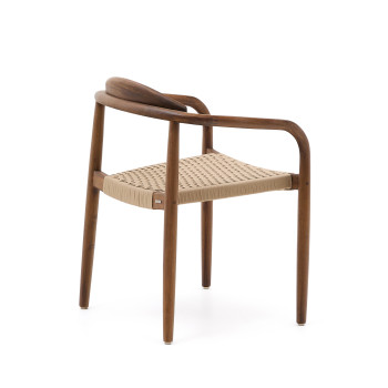 Nina stol i massivt akaciaträ med valnötsfinish och beige rep FSC 100%