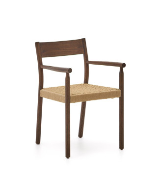 Yalia-stol i massivt FSC 100 % ekträ med valnötsfinish och repsits