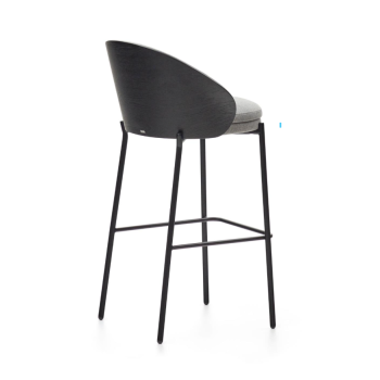 Eamy pall i ljusgrå chenille, askfaner, svart finish, svart metall, 75 cm