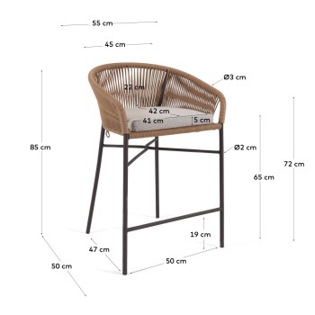 Yanet pall i beige rep, höjd 65 cm, beige, höjd 65 cm