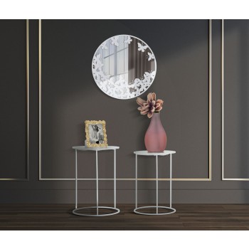 VIT FJÄRILS RUND SPEGEL