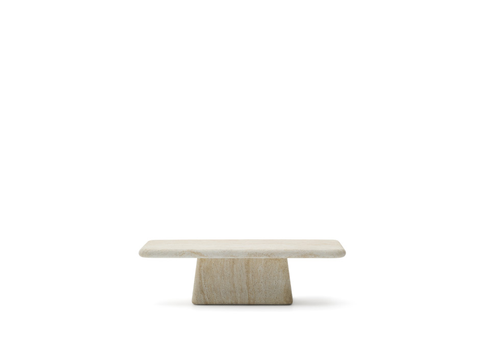 Drasi soffbord i betong med travertinfinish, 140 x 70 cm