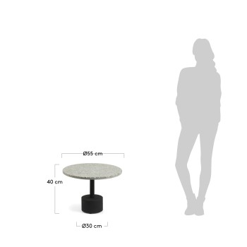 Delano soffbord i grå terrazzo och stålben