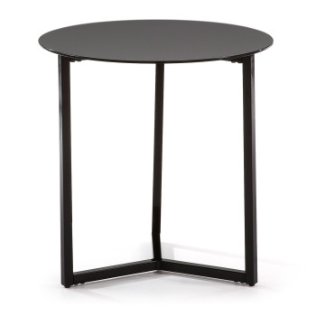 Raeam soffbord i härdat glas och svart stål Ø 50 cm