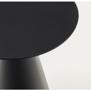 Wilshire soffbord i härdat glas och metall med svartmålad finish, Ø 50 cm