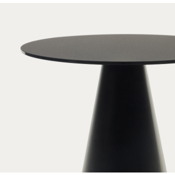 Wilshire soffbord i härdat glas och metall med svartmålad finish, Ø 50 cm