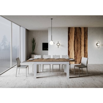 Bibi Bord - Utdragbart bord 90x160/220 cm Bibi Mix Spatel Vit topp - Spatel Antracitbas