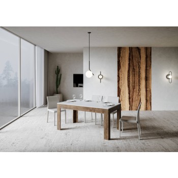 Bibi Bord - Utdragbart bord 90x160/220 cm Bibi Mix Spatel Vit topp - Spatel Antracitbas