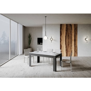 Bibi Bord - Utdragbart bord 90x160/220 cm Bibi Mix Spatel Vit topp - Spatel Antracitbas