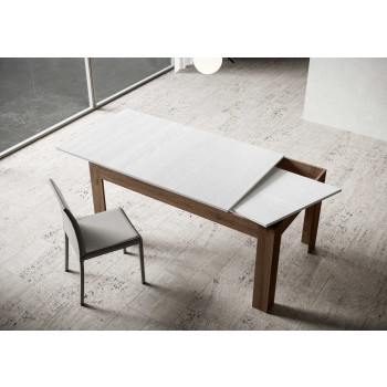 Bibi Bord - Utdragbart bord 90x160/220 cm Bibi Mix Spatel Vit topp - Spatel Antracitbas