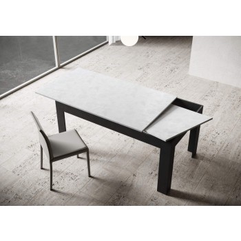 Bibi Bord - Utdragbart bord 90x160/220 cm Bibi Mix Spatel Vit topp - Spatel Antracitbas