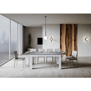 Bibi Bord - Utdragbart bord 90x160/220 cm Bibi Mix Spatel Vit topp - Spatel Antracitbas