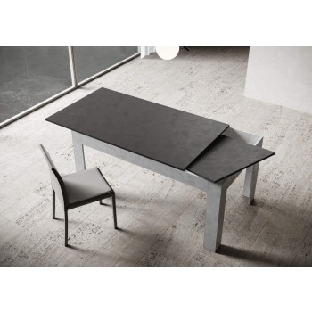 Bibi Bord - Utdragbart bord 90x160/220 cm Bibi Mix Spatel Vit topp - Spatel Antracitbas