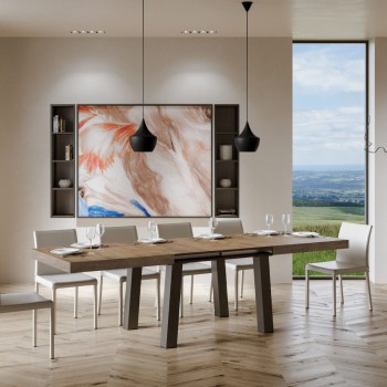 Bridgebord - Utdragbart bord 90x160/264 cm Bridge Vit Ask Antracit stomme