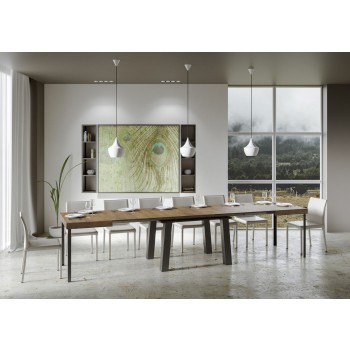 Bridgebord - Utdragbart bord 90x160/420 cm Bridge Vit Ask Antracit stomme