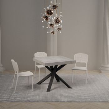 Clerk Premium bord med antracitfärgade ben D.90 - Utdragbart bord 90x90/194 cm Clerk Premium vit askskiva - antracitfärgade ben