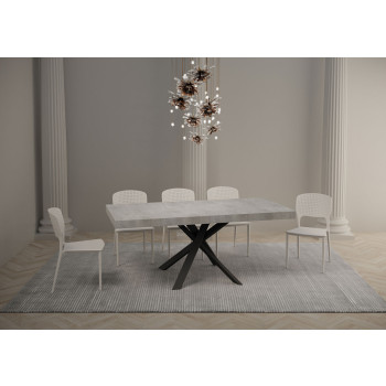 Clerk Premium bord med antracitfärgade ben D.90 - Utdragbart bord 90x90/194 cm Clerk Premium vit askskiva - antracitfärgade ben