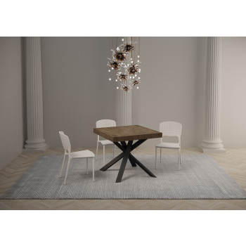 Clerk Premium bord med antracitfärgade ben D.90 - Utdragbart bord 90x90/194 cm Clerk Premium vit askskiva - antracitfärgade ben