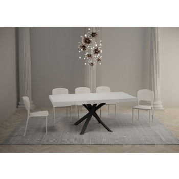 Clerk Premium bord med antracitfärgade ben D.90 - Utdragbart bord 90x90/194 cm Clerk Premium vit askskiva - antracitfärgade ben
