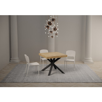 Clerk Premium bord med antracitfärgade ben D.90 - Utdragbart bord 90x90/194 cm Clerk Premium vit askskiva - antracitfärgade ben