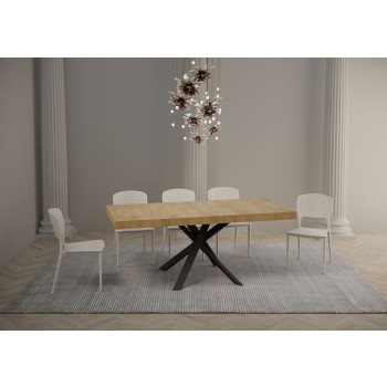 Clerk Premium bord med antracitfärgade ben D.90 - Utdragbart bord 90x90/194 cm Clerk Premium vit askskiva - antracitfärgade ben