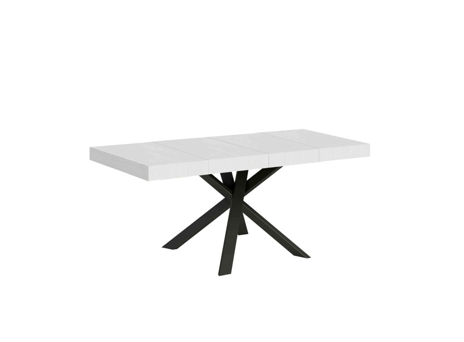 Clerk Premium bord med antracitfärgade ben D.90 - Utdragbart bord 90x90/194 cm Clerk Premium vit askskiva - antracitfärgade ben
