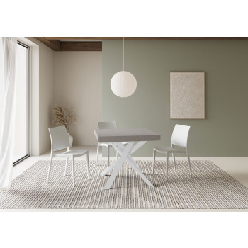 Clerk Premium bord med vita ben D.90 - Utdragbart bord 90x90/194 cm Clerk Premium med vit askskiva - Vita ben