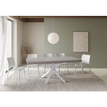 Clerk Premium bord med vita ben D.90 - Utdragbart bord 90x90/194 cm Clerk Premium med vit askskiva - Vita ben