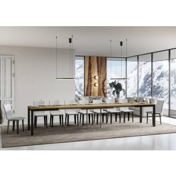 Everyday Evolution bord med antracitfärgade ben och stomme D.90 - Utdragbart bord 90x120/380 cm Everyday Evolution Vit Ask med antracitfärgade ben och stomme