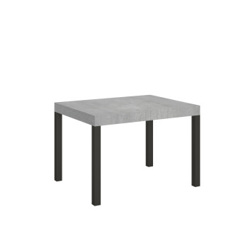 Vardagsbord med antracitfärgade ben D.80 - Utdragbart bord 80x120/204 cm Vardagsvit Ask med antracitfärgade ben