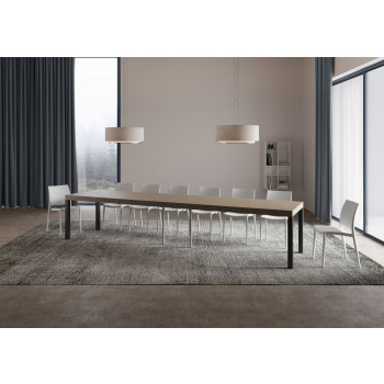 Everyday Premium bord med antracitfärgade ben D.90 - Utdragbart bord 90x120/380 cm Everyday Premium Vit Ask med antracitfärgade ben