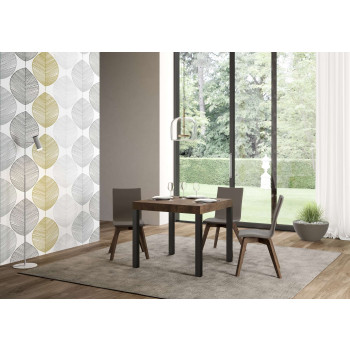 Everyday Premium bord med antracitfärgade ben D.90 - Utdragbart bord 90x90/246 cm Everyday Premium Vit Ask med antracitfärgade ben
