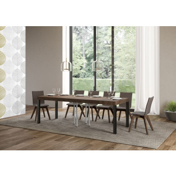 Everyday Premium bord med antracitfärgade ben D.90 - Utdragbart bord 90x90/246 cm Everyday Premium Vit Ask med antracitfärgade ben